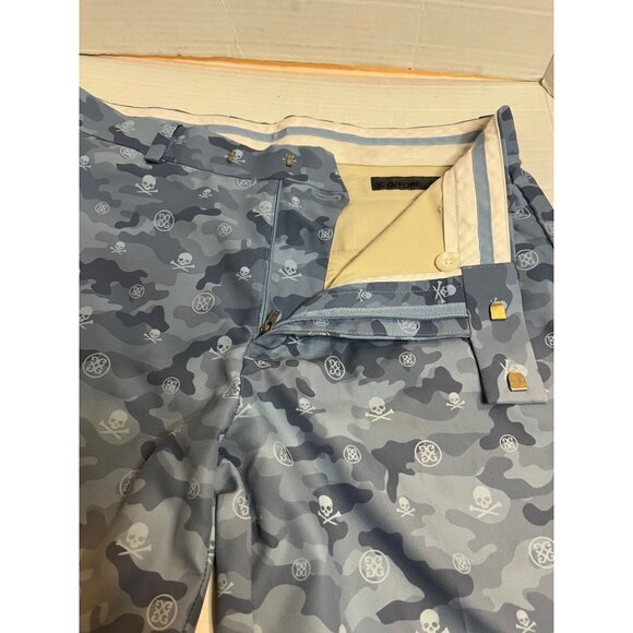 G/Fore G4 Golf Shorts Camo Skulls Tees all over Print 32 Baja Blue preppy - Picture 4 of 11